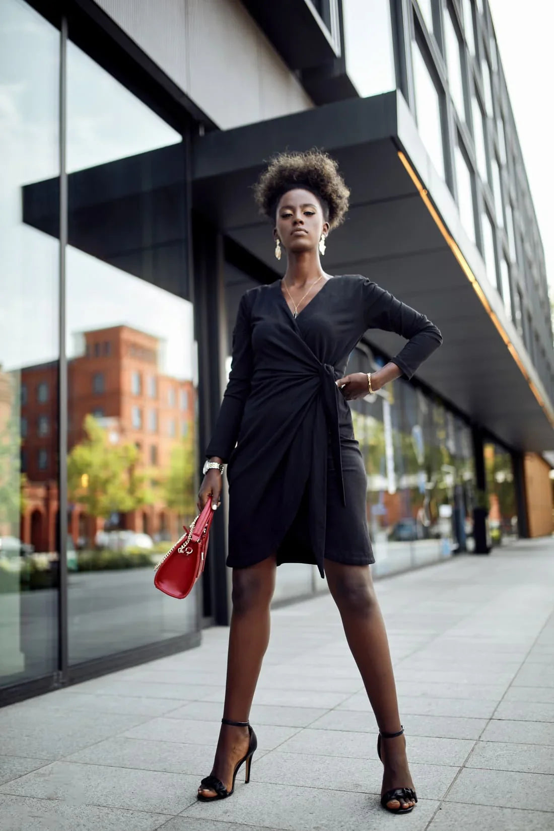 Envelope dress with an asymmetric bottom, black FK623 - Which Mark