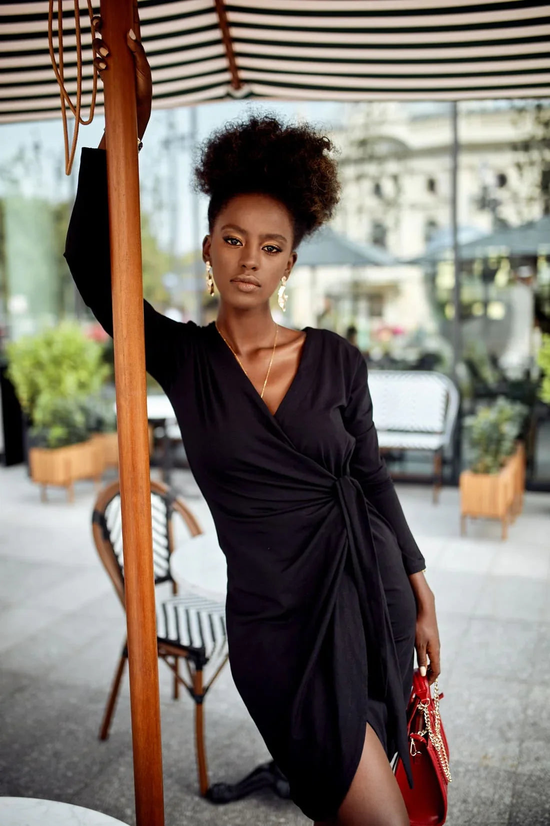 Envelope dress with an asymmetric bottom, black FK623 - Which Mark