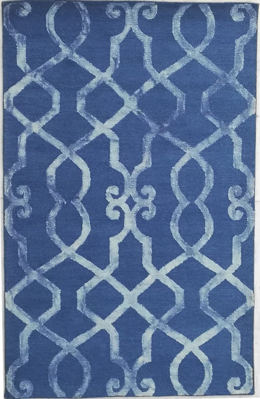New Modern Collection Dip Dye Rectangular Blue Color Wool Area Rug - Which Mark
