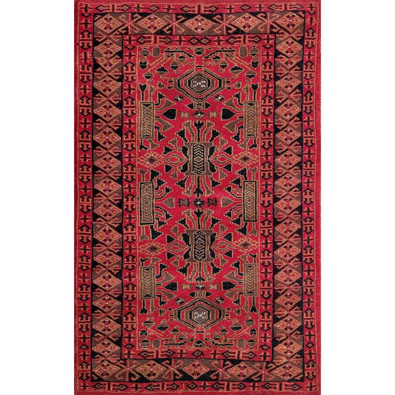2.5×4 Feet Red Hand Knotted Wool Carpet Kenkda - Which Mark
