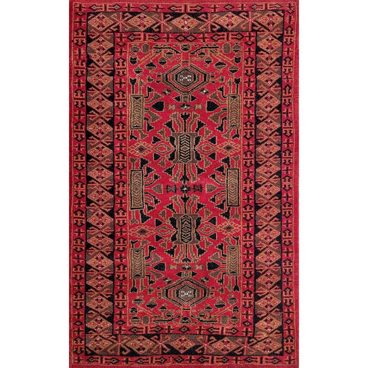 2.5×4 Feet Red Hand Knotted Wool Carpet Kenkda - Which Mark