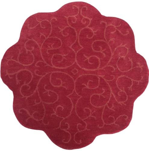Modern Super Collection Round Shape Red in Color Wool Area Rug with - Which Mark