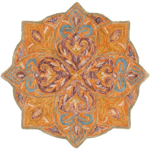 New Modern Collection Round Shape and Multicolor Wool Area Rug with - Which Mark