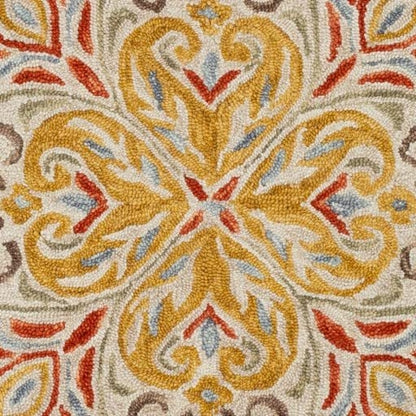 New Modern Spring Collection Round Shape and Multicolor Wool Area Rug - Which Mark