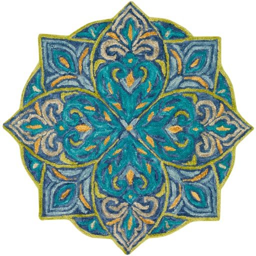 New Modern Collection Round Shape and Multicolor Wool Area Rug with - Which Mark