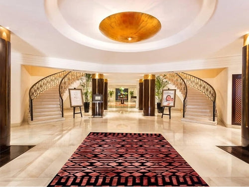New Modern Collection Dip Dye Rectangular Red Color Wool Area Rug with - Which Mark