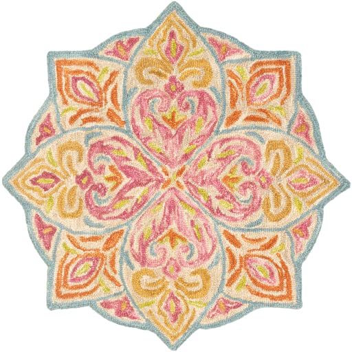 New Modern Collection Round Shape and Multicolor Wool Area Rug with - Which Mark