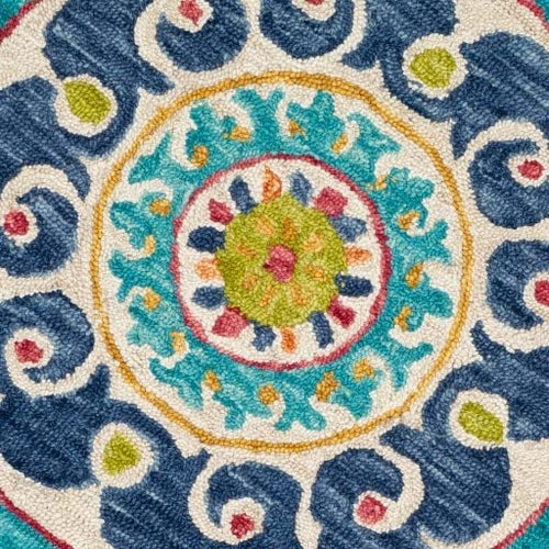 New Modern Collection Round Shape and Multicolor Wool Area Rug with - Which Mark