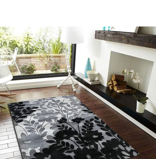 Modern Collection Comfort Rectangular Shape Black in Color Wool Area - Which Mark