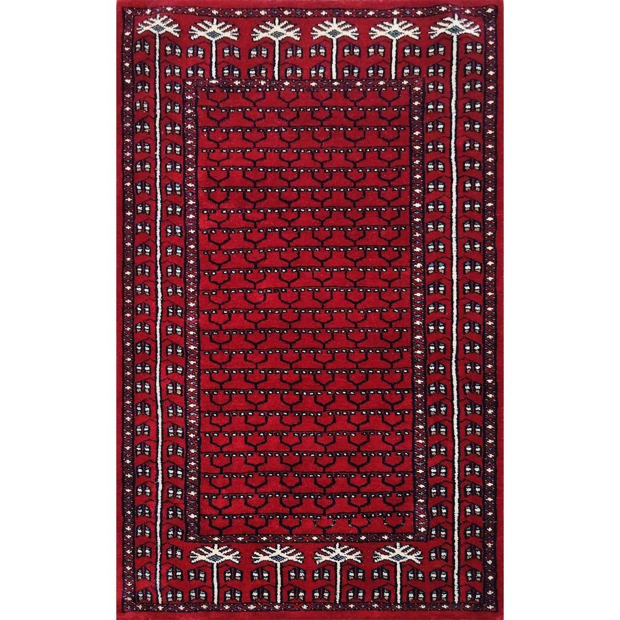 2.5×4 Feet Handmade Red Wool Carpet Tribal - Which Mark