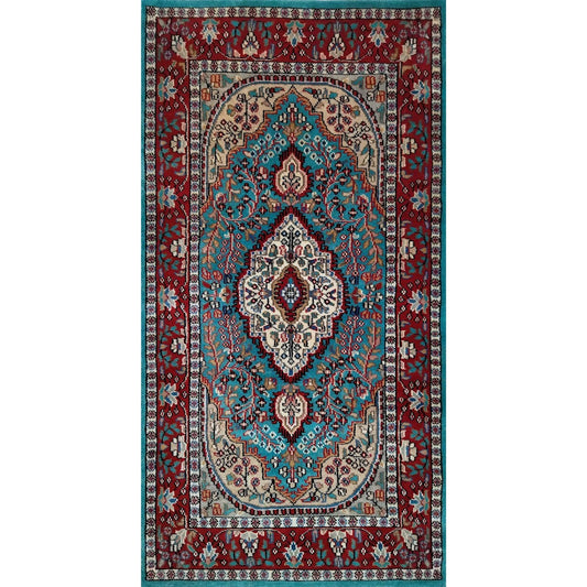 2.5×5 Ft Handmade Turquoise Persian Wool Carpet - Which Mark