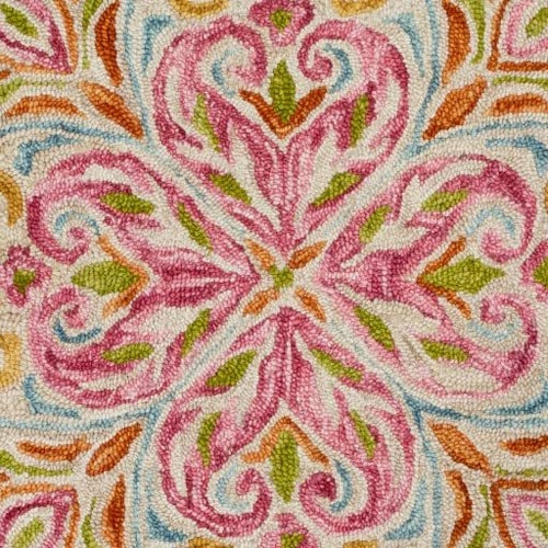 New Modern Collection Round Shape and Multicolor Wool Area Rug with - Which Mark