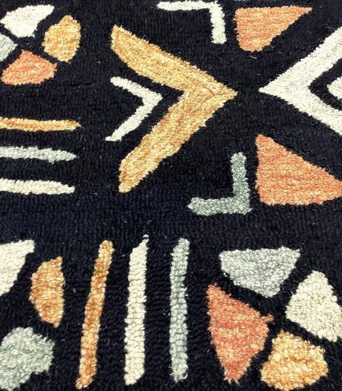 New Modern Collection African Rectangular Shape Black in Color Wool - Which Mark