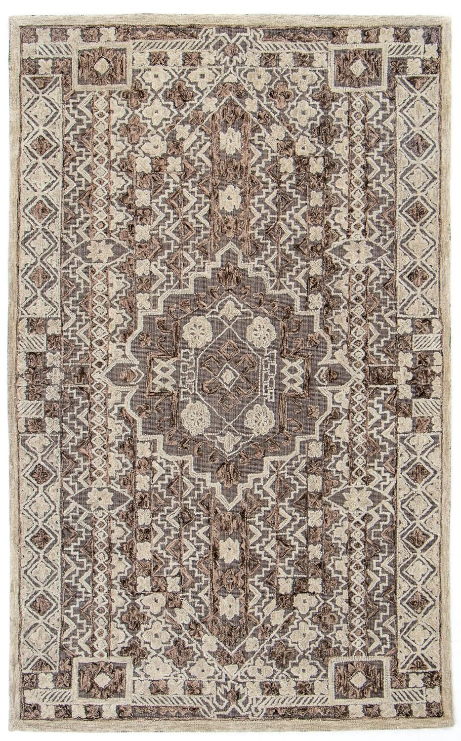 Modern Collection Decor Rectangular Shape Brown/Multi Color Wool Area - Which Mark