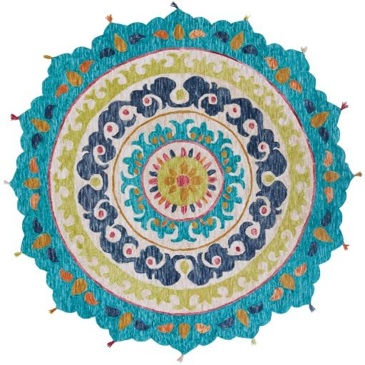New Modern Collection Round Shape and Multicolor Wool Area Rug with - Which Mark