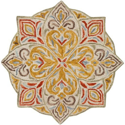 New Modern Spring Collection Round Shape and Multicolor Wool Area Rug - Which Mark