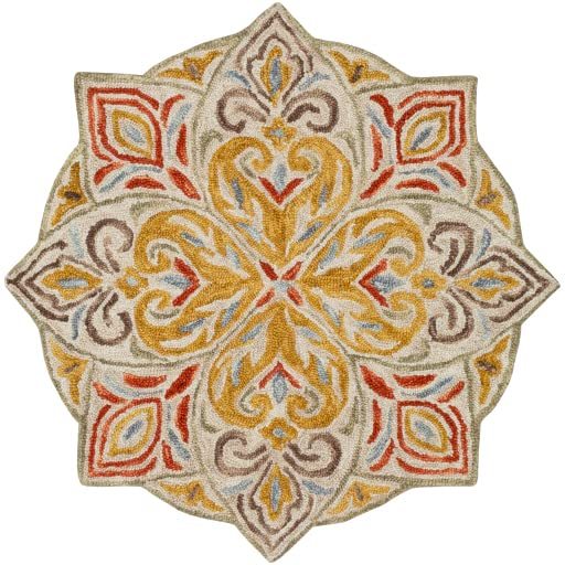 New Modern Spring Collection Round Shape and Multicolor Wool Area Rug - Which Mark