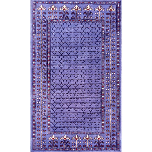 3ft×5ft Purple Hand Knotted Wool Carpet Parda - Which Mark