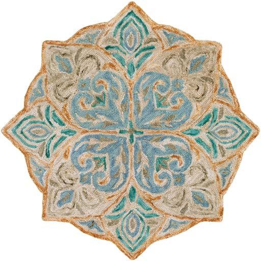 New Modern Collection Round Shape and Multicolor Wool Area Rug with - Which Mark
