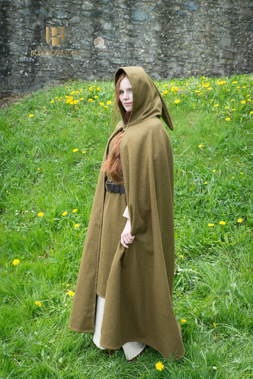 Wool Hooded Cloak Hibernus Autumn Green - Which Mark