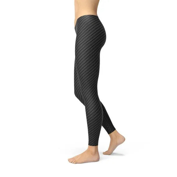 Womens Black Carbon Fiber Leggings - Which Mark