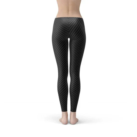 Womens Black Carbon Fiber Leggings - Which Mark