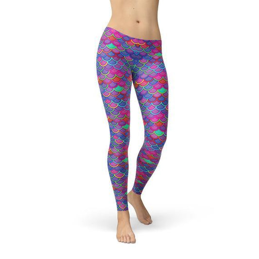 Womens Pink Purple Mermaid Leggings - Which Mark