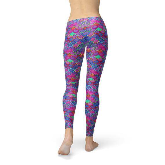 Womens Pink Purple Mermaid Leggings - Which Mark