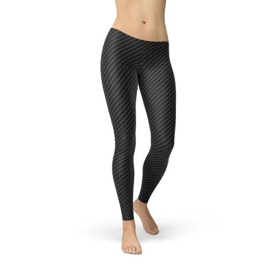 Womens Black Carbon Fiber Leggings - Which Mark