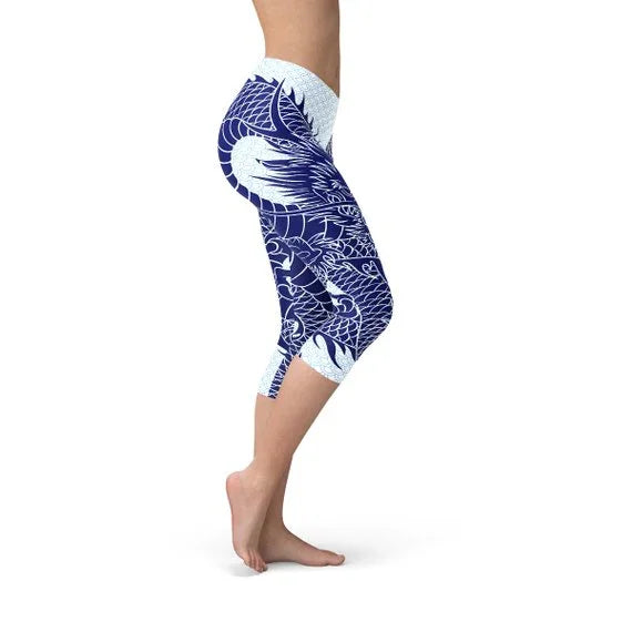 Womens Japanese Dragon Capri Leggings - Which Mark