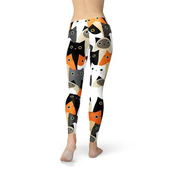 Womens All Over Print Cats Leggings - Which Mark