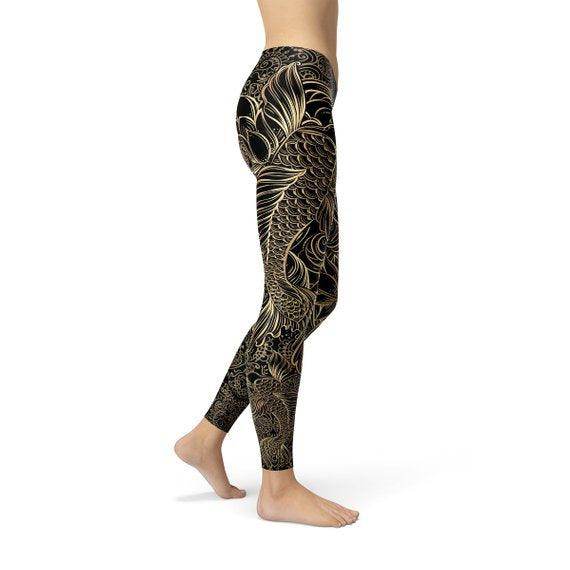 Womens Koi Fish Black Leggings - Which Mark