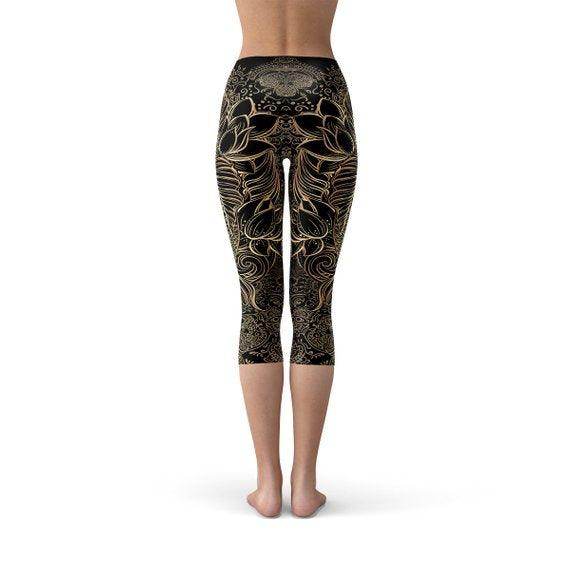 Womens Koi Fish Black Capri Leggings - Which Mark