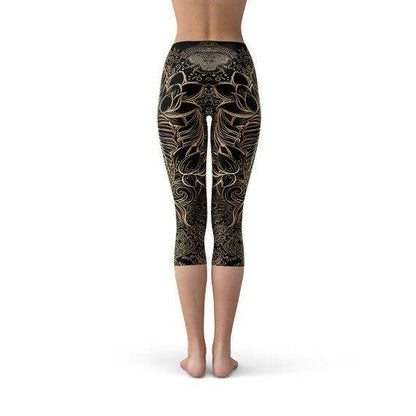 Womens Koi Fish Black Capri Leggings - Which Mark
