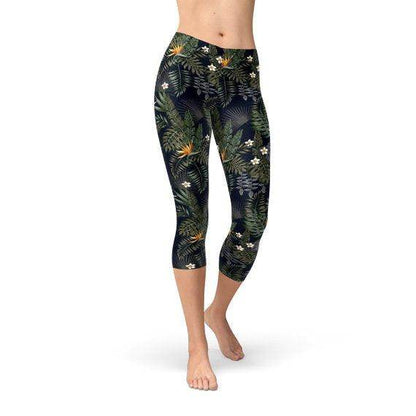 Womens Bird of Paradise Black Capri Leggings - Which Mark