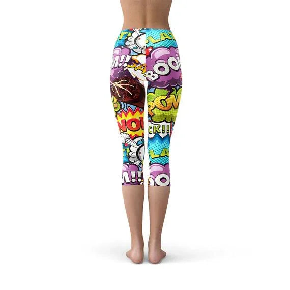 Comic Book Explosions Capri Leggings - Which Mark