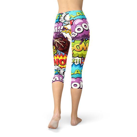 Comic Book Explosions Capri Leggings - Which Mark