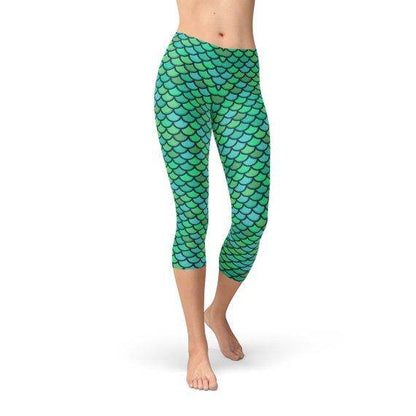 Womens Green Mermaid Capri Leggings - Which Mark