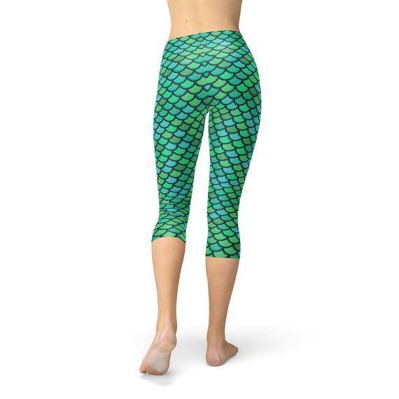 Womens Green Mermaid Capri Leggings - Which Mark