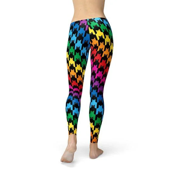 Womens Cat Houndstooth Leggings - Which Mark