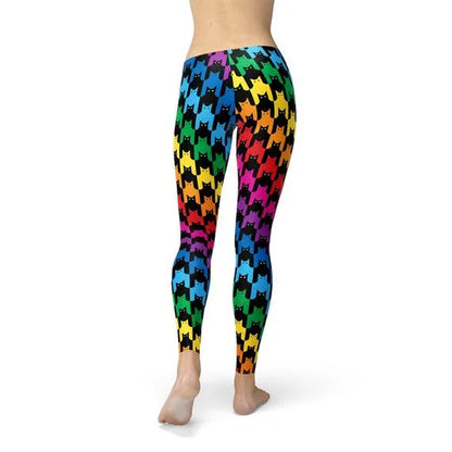 Womens Cat Houndstooth Leggings - Which Mark
