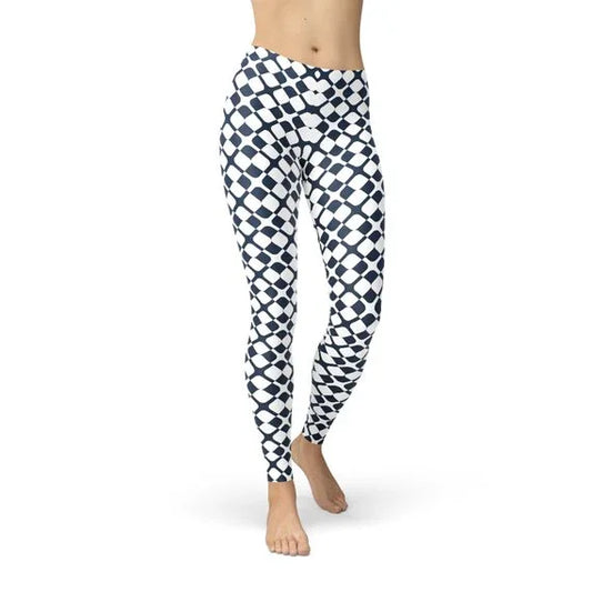 Womens Geometric Blue Tile Leggings - Which Mark