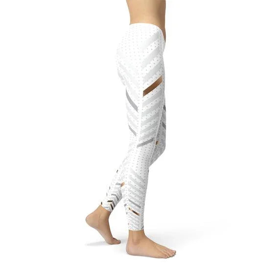 Womens White Stripes Leggings - Which Mark