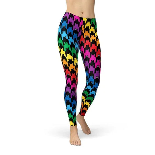 Womens Cat Houndstooth Leggings - Which Mark