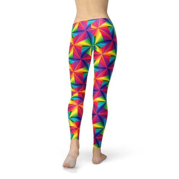Womens Rainbow Pinwheel Leggings - Which Mark