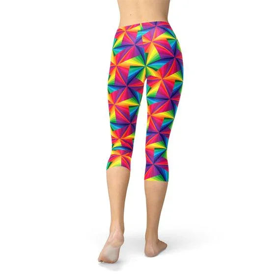 Womens Rainbow Pinwheel Capri Leggings - Which Mark