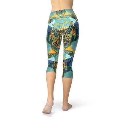 Womens Hexagon Floral Capri Leggings - Which Mark