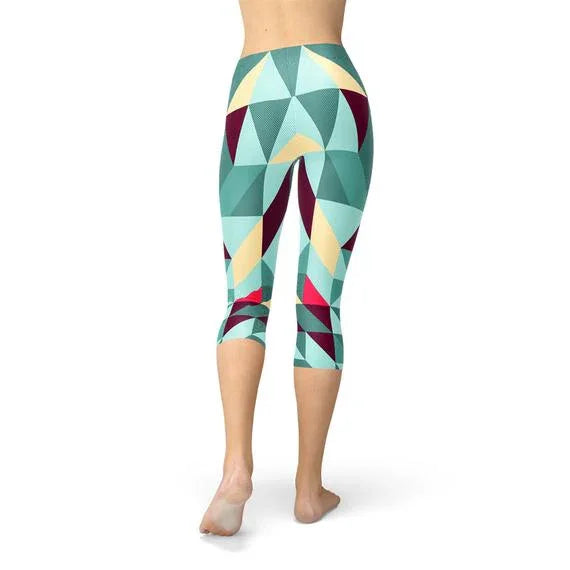 Womens Capri Leggings w/ Geometric Triangles - Which Mark