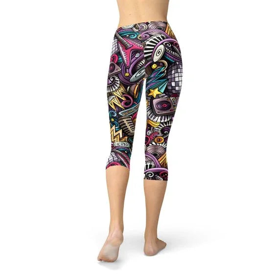Womens Grunge Rock n Roll Capri Leggings - Which Mark