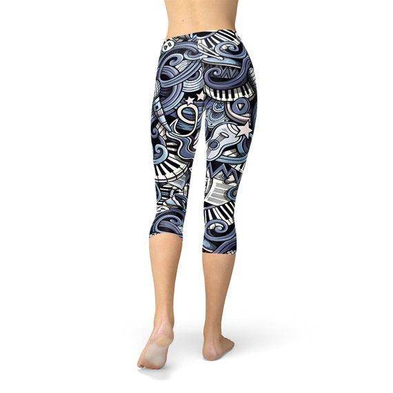 Womens Music Blue Capri Leggings - Which Mark